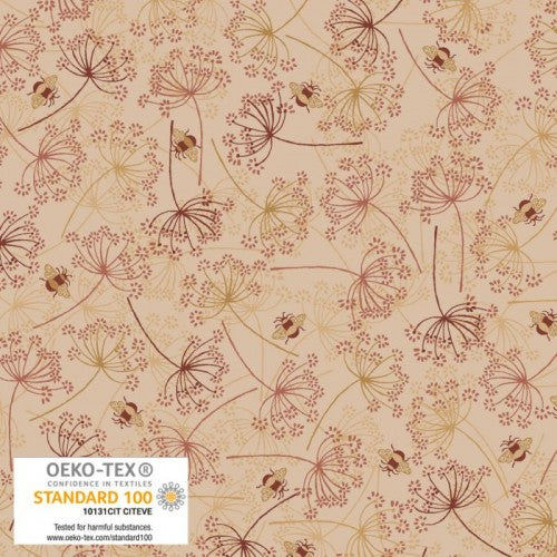 Stof  Small Flower Bumblebees Peach 4502-933