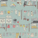 Nozawa Cats Blue Linen