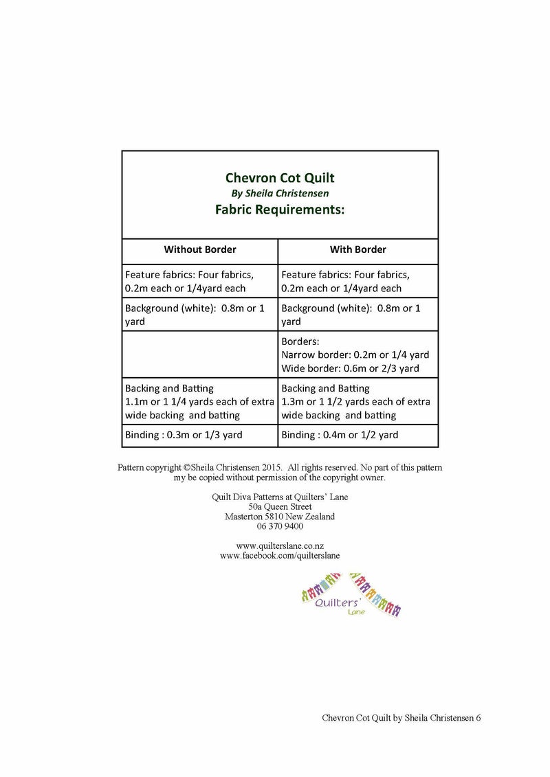 Chevron Cot Quilt Pattern pdf download