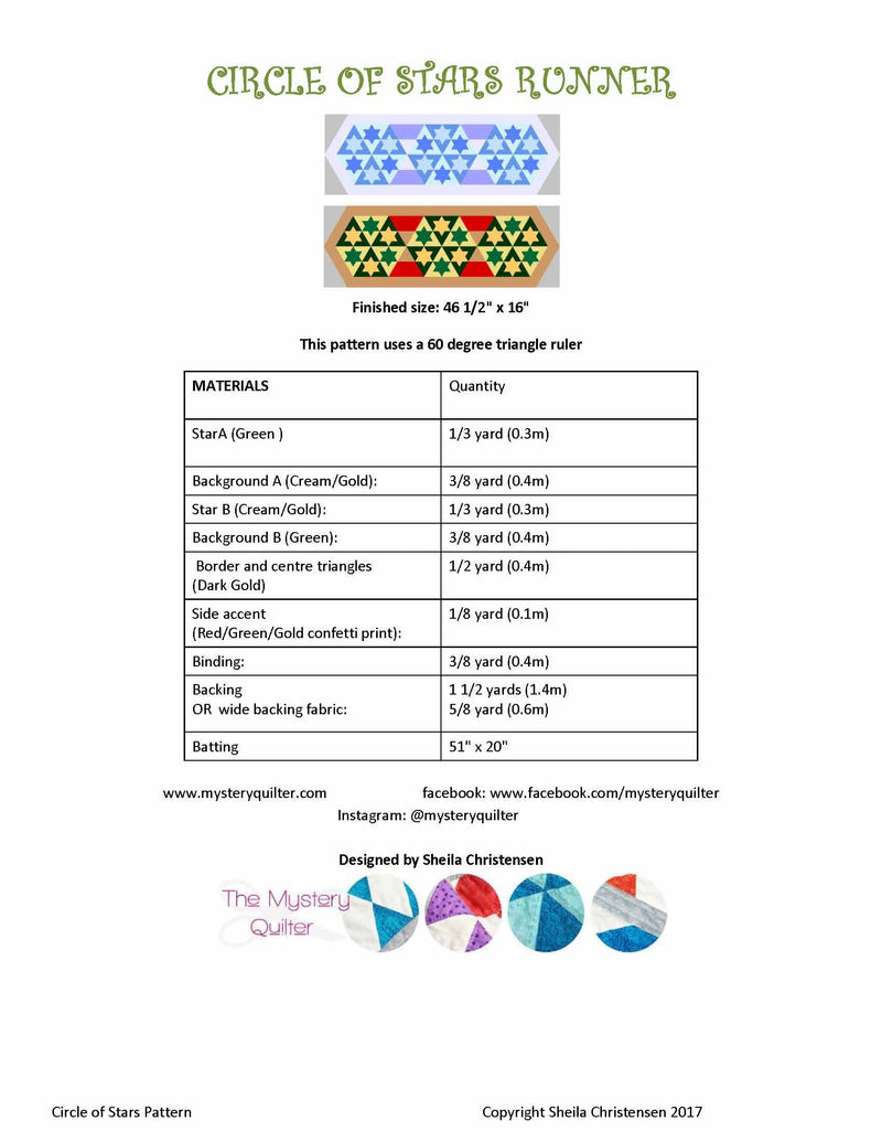 Circle of Stars Table Runner pattern pdf