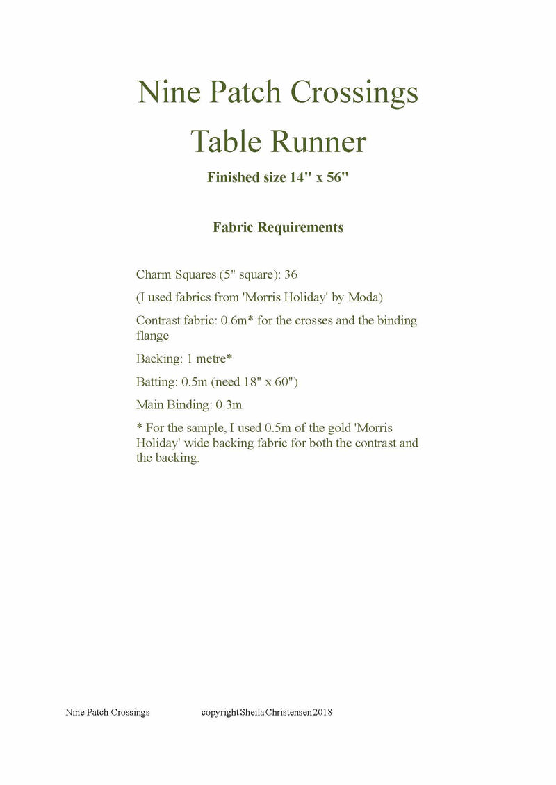 Nine Patch Crossings Table Runner pattern