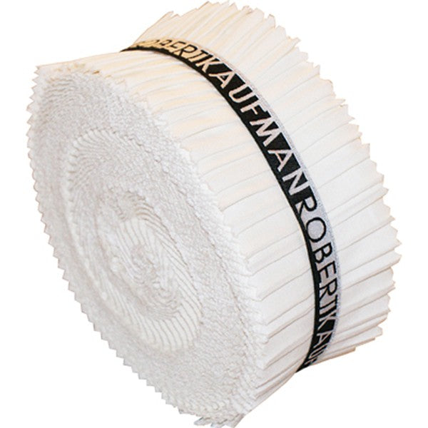 Jelly Roll 2-1/2in Strips Roll Up Kona Solids White Colorway 40pcs