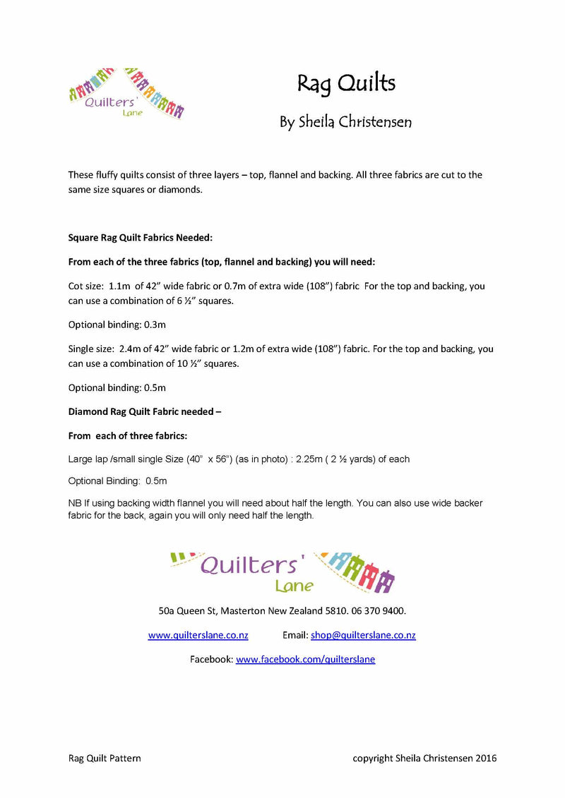 Rag Quilts - PDF download Pattern