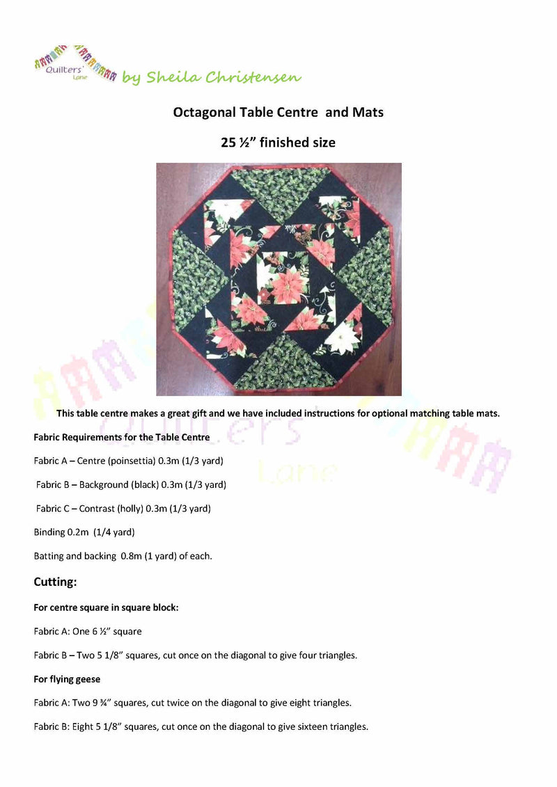 Octagonal Table Centre and Mats Pattern