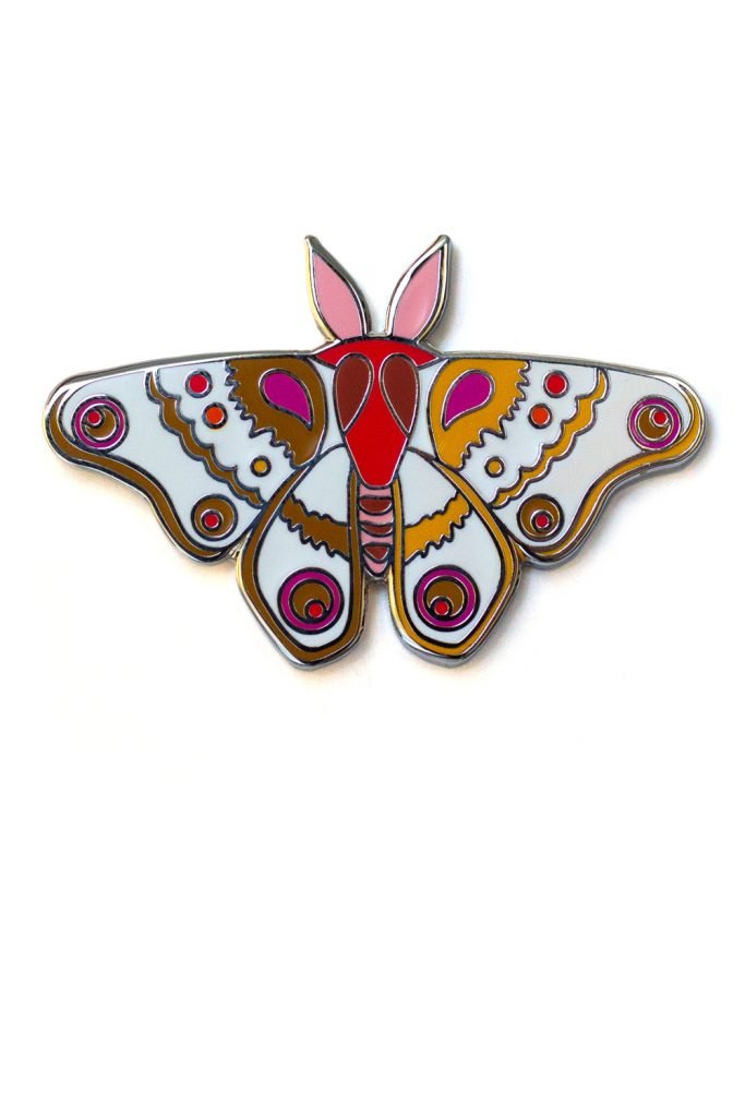 Moth in Gold and Salmon Enamel Pin